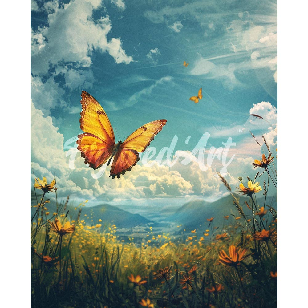 Diamond Painting - Copper Butterfly Under a Blue Sky