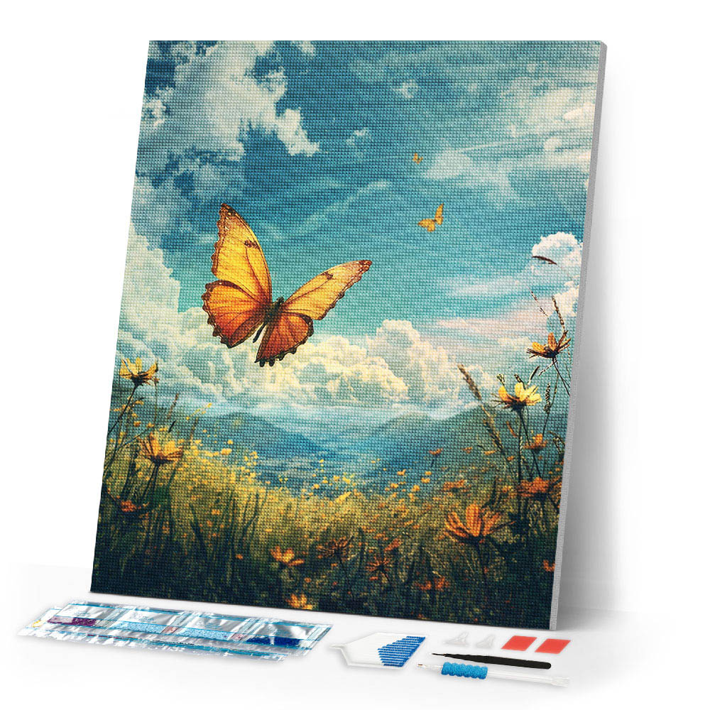 Diamond Painting - Copper Butterfly Under a Blue Sky