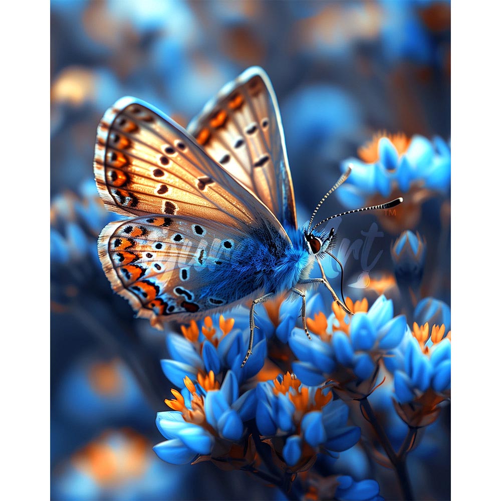 Diamond Painting - Butterfly and Blue Flowers