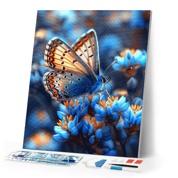 Diamond Painting - Butterfly and Blue Flowers