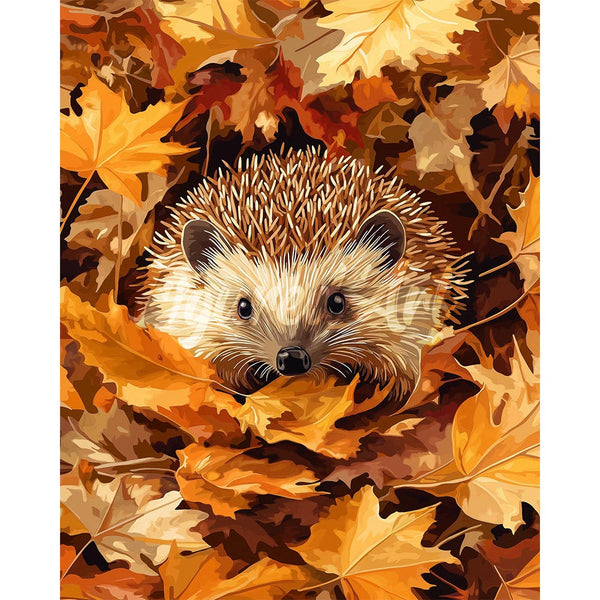 Diamond Painting - Hedgehog in Fall Leaves