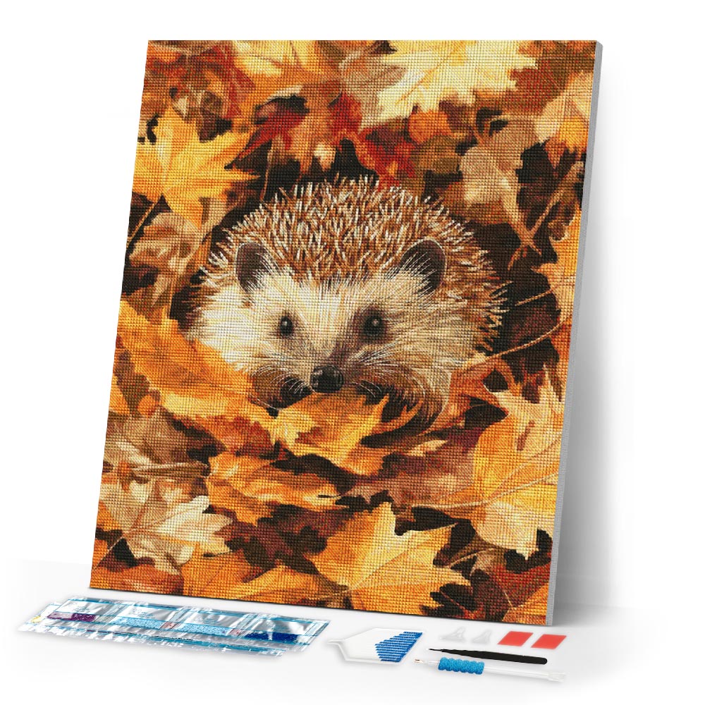 Diamond Painting - Hedgehog in Fall Leaves