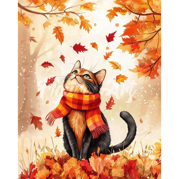 Diamond Painting - Playful Fall Cat