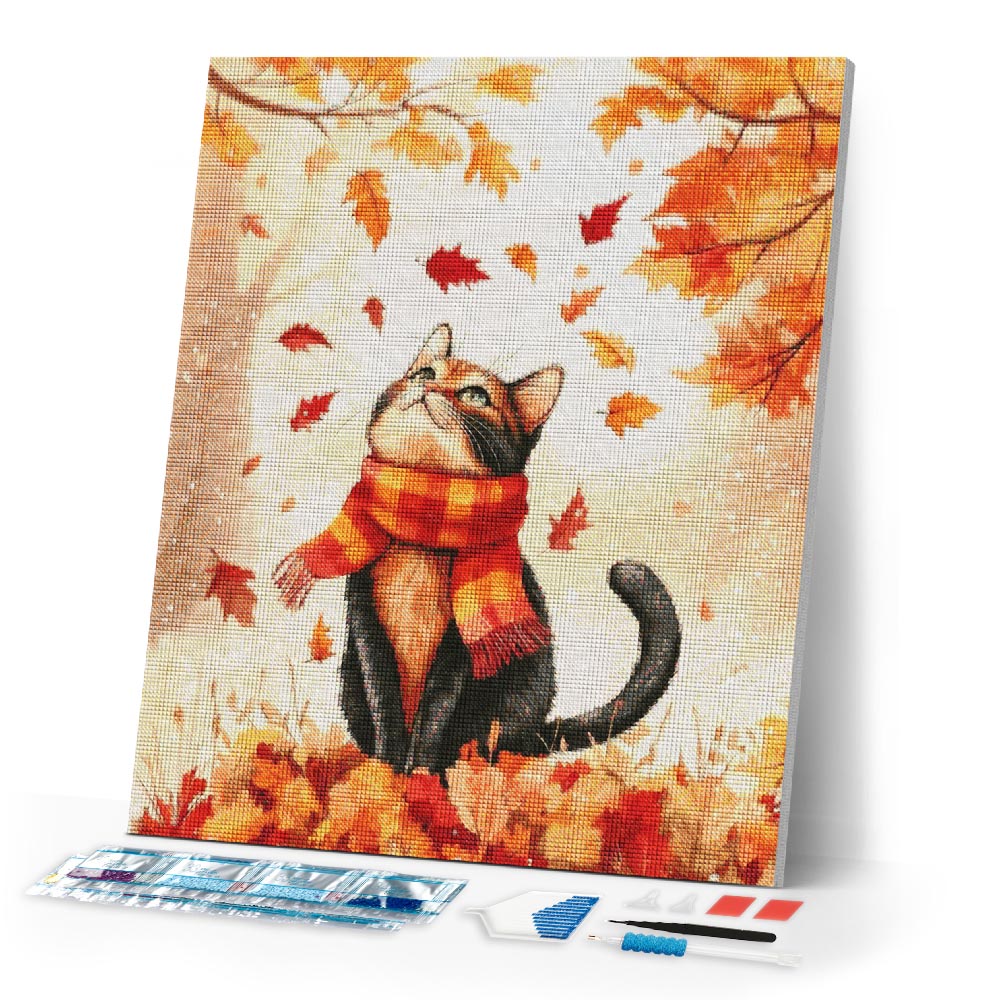 Diamond Painting - Playful Fall Cat