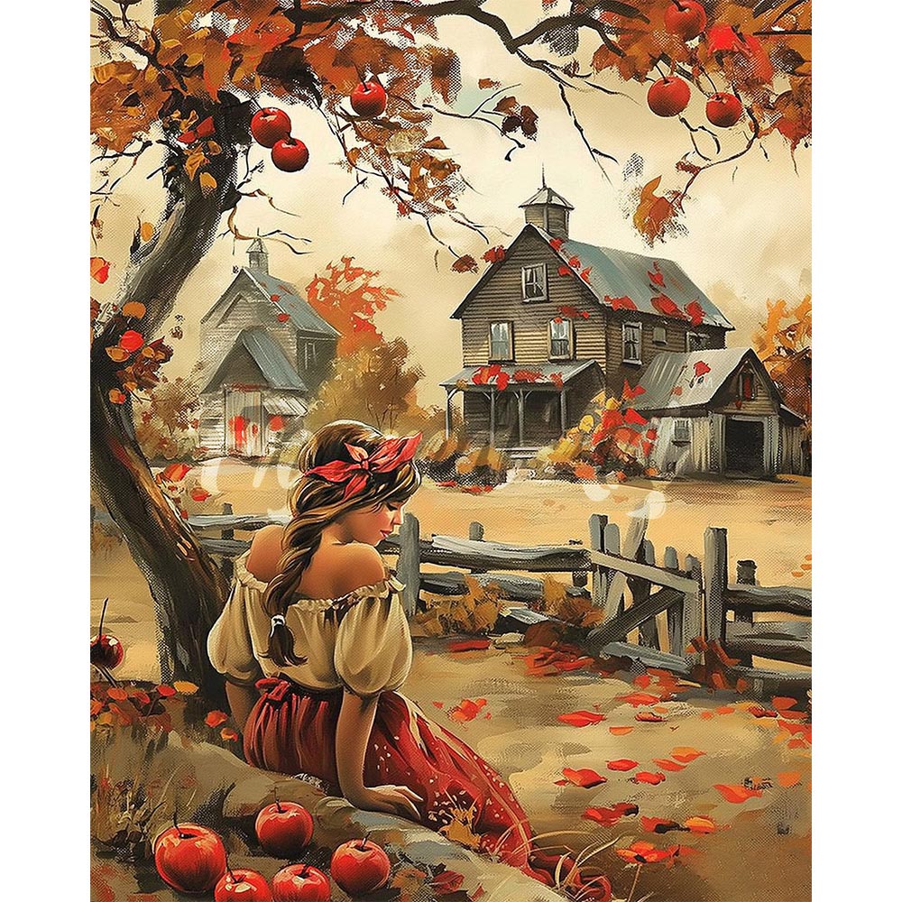 Diamond Painting - Vintage Country Girl in Fall