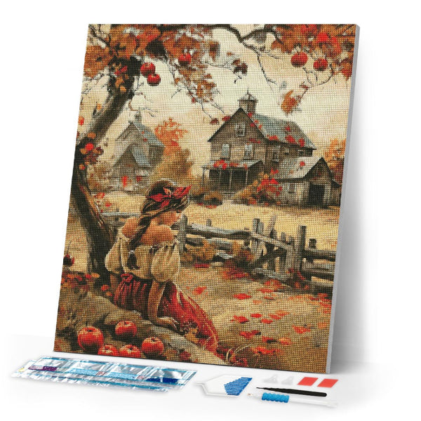 Diamond Painting - Vintage Country Girl in Fall