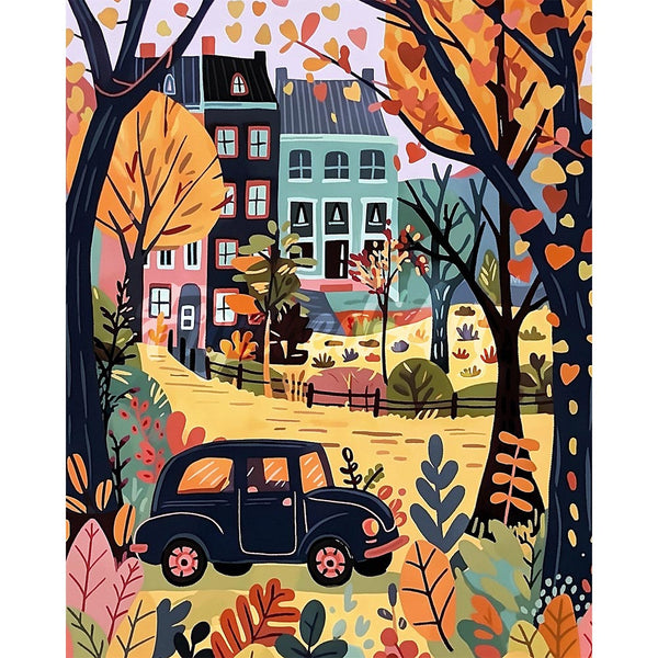 Diamond Painting - Fall Classic Car Scene