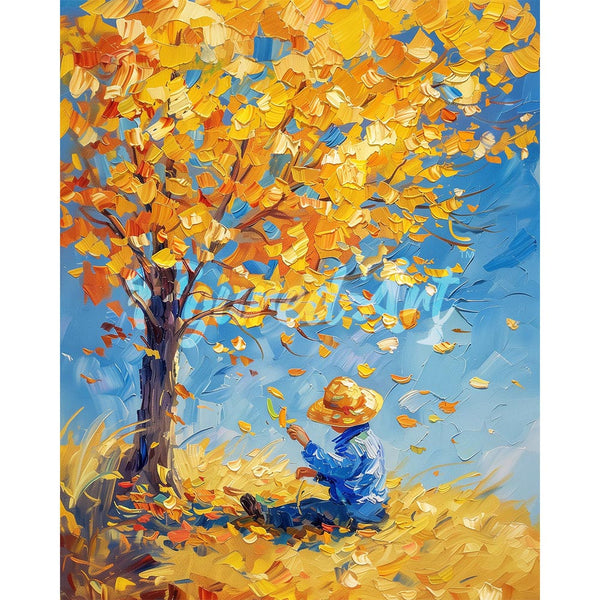 Diamond Painting - Van Gogh-Inspired Boy in Fall