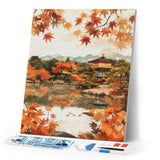Diamond Painting - Japanese Temple by Fall Lake