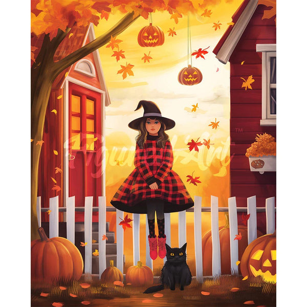 Diamond Painting - Little Witch and Her Black Cat