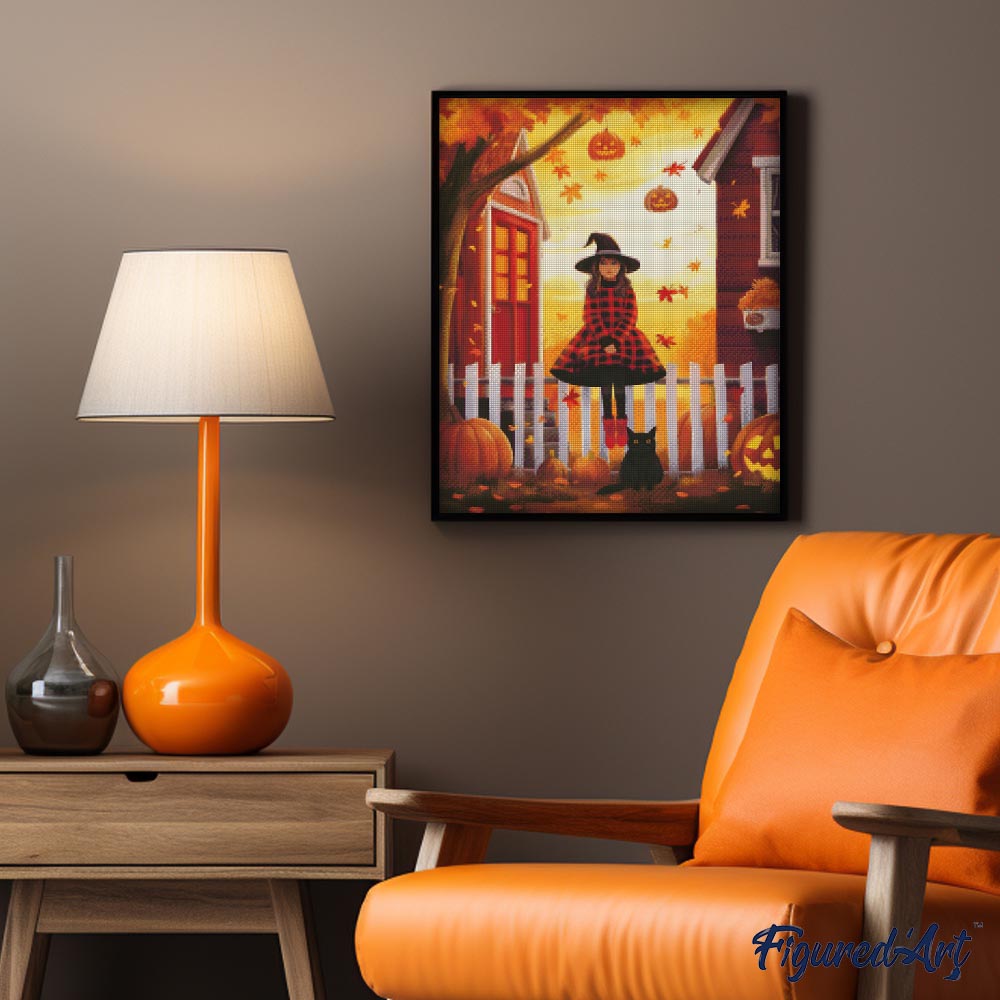 Diamond Painting - Little Witch and Her Black Cat