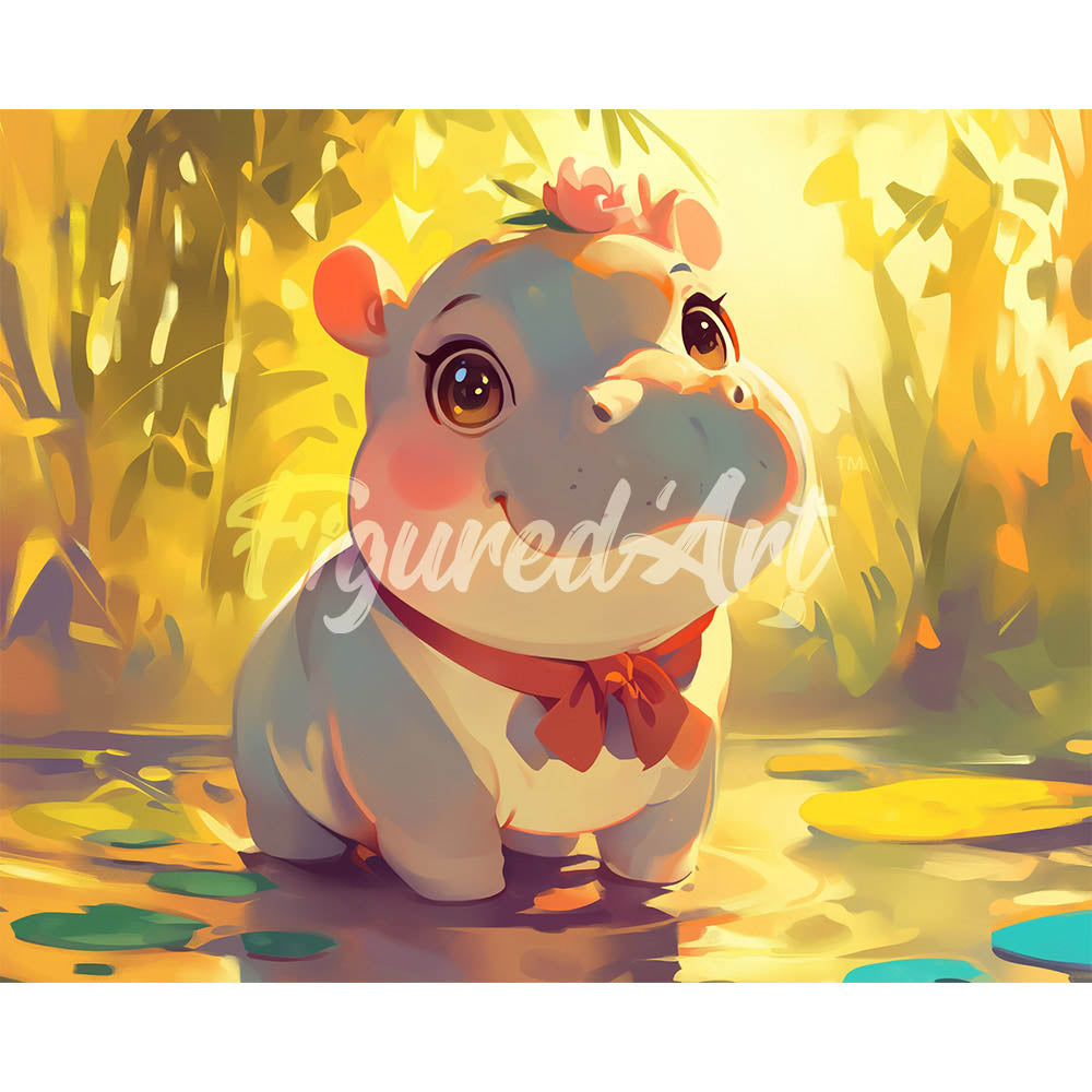 Diamond Painting - Happy Baby Hippo