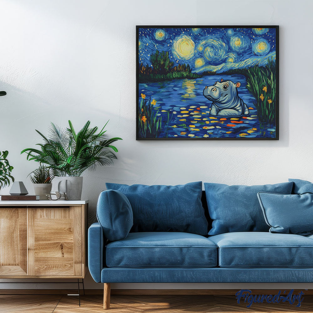 Diamond Painting - Hippo in the Starry Night