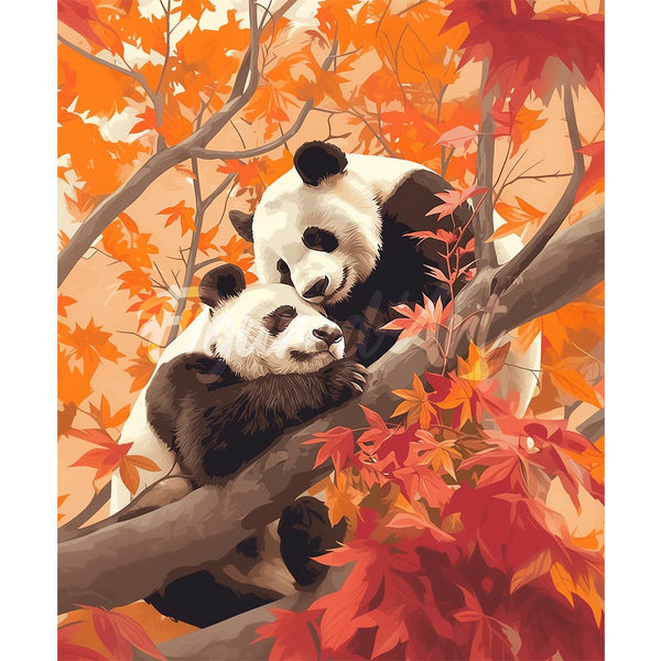Diamond Painting - Panda Twins in the Fall