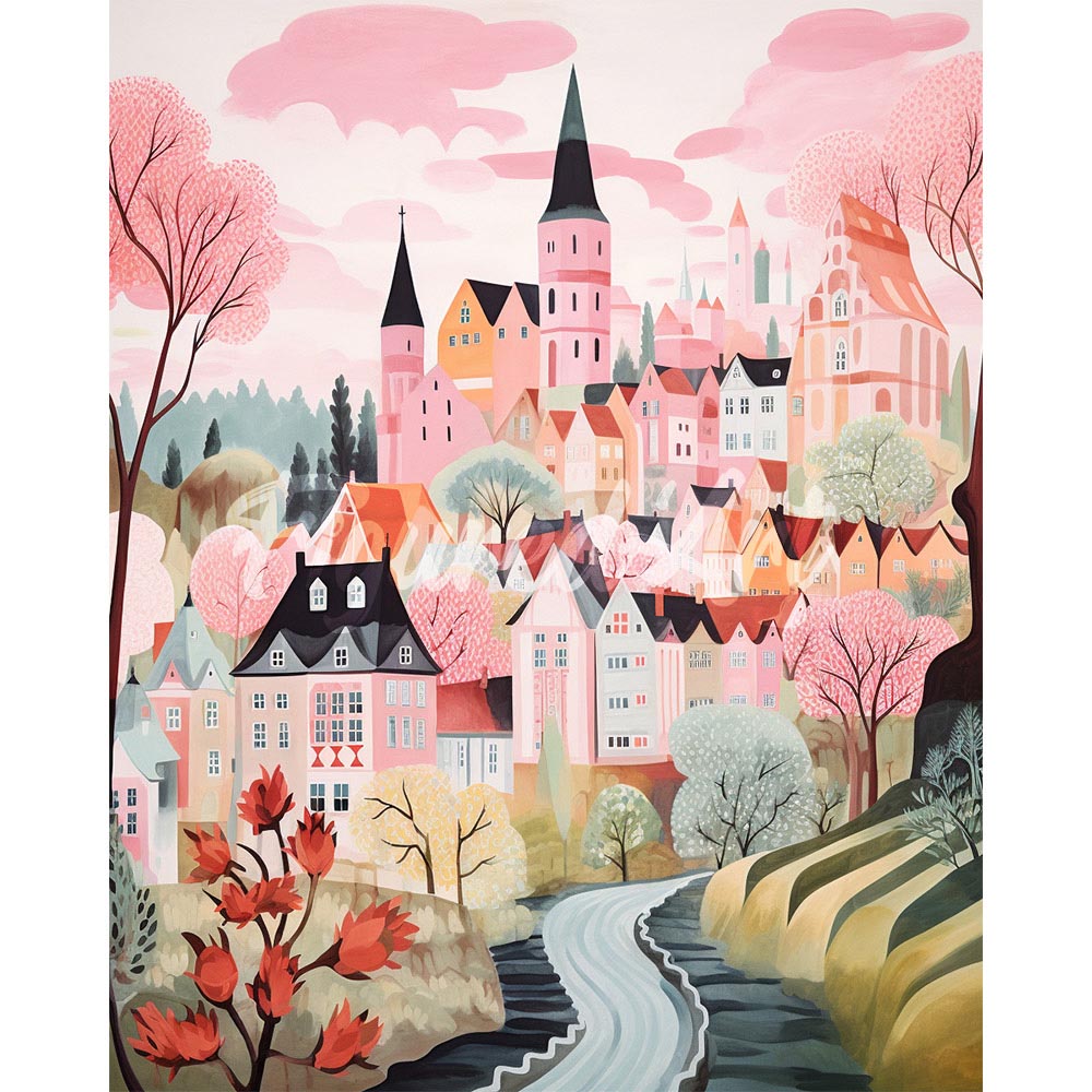 Diamond Painting - Pink Enchanted Village