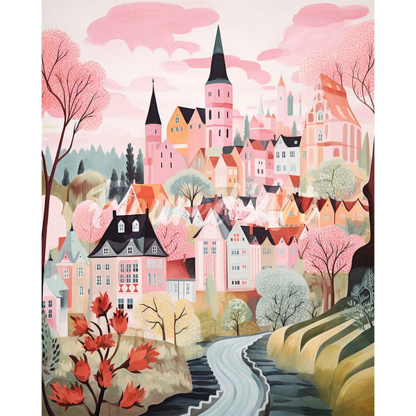 Diamond Painting - Pink Enchanted Village