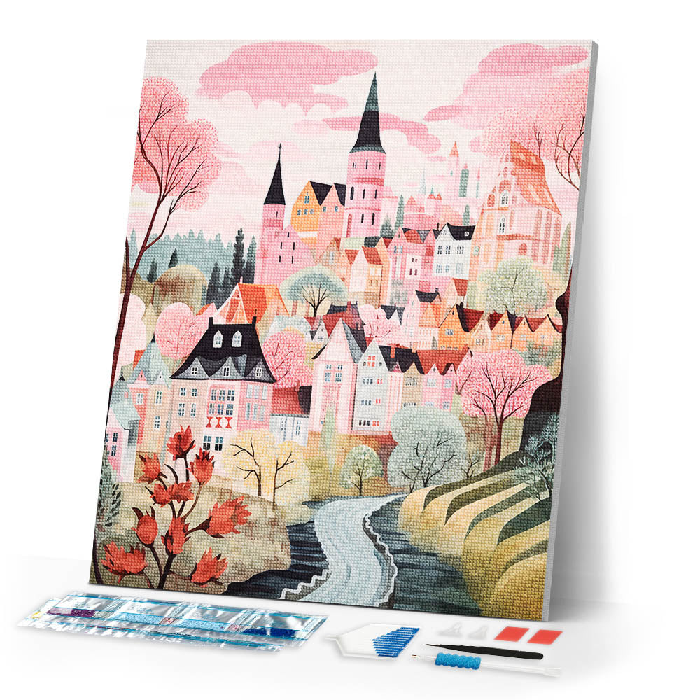 Diamond Painting - Pink Enchanted Village