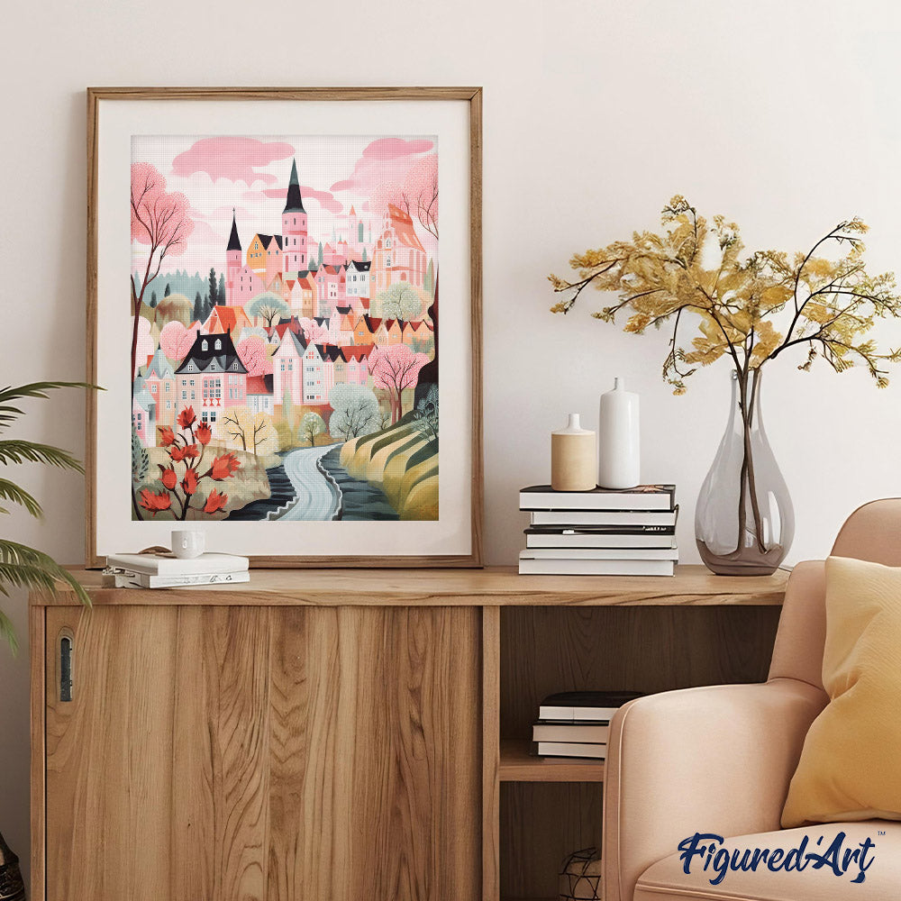 Diamond Painting - Pink Enchanted Village