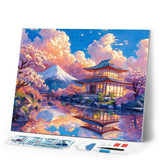 Diamond Painting - Temple View with Mount Fuji