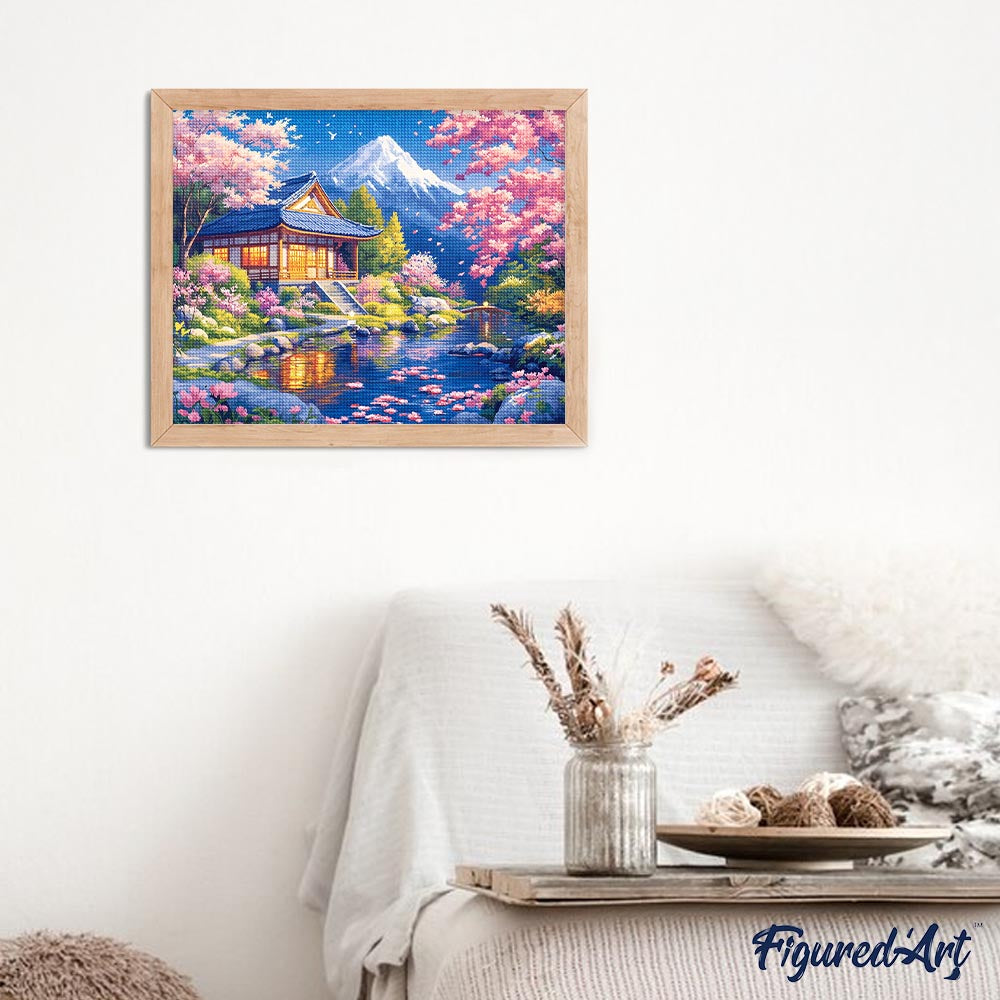 Diamond Painting - Sakura House by the Pond
