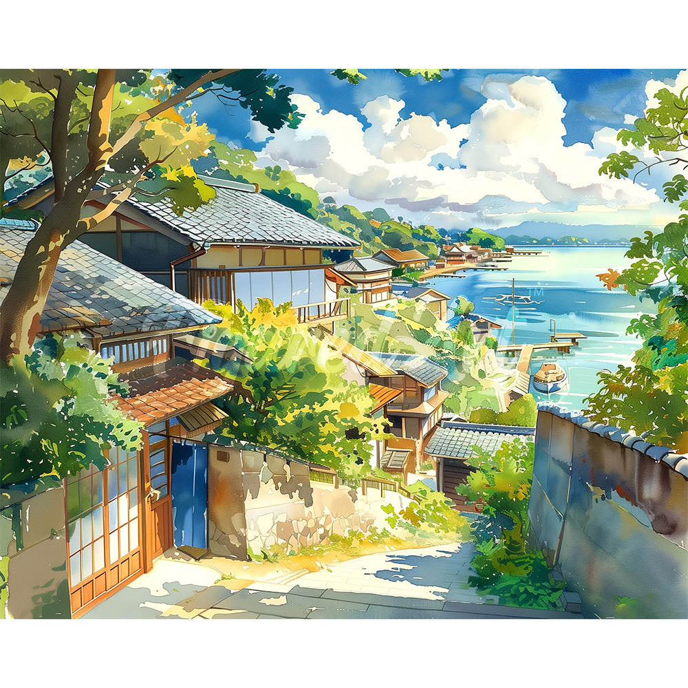Diamond Painting - Seaside Village in Japan