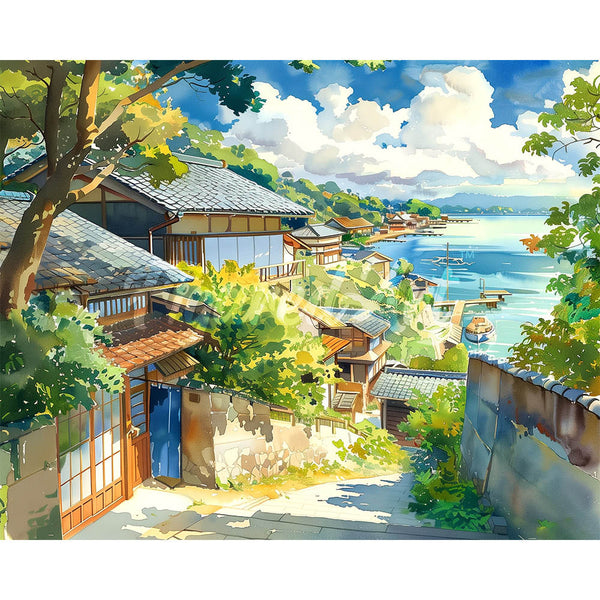 Diamond Painting - Seaside Village in Japan