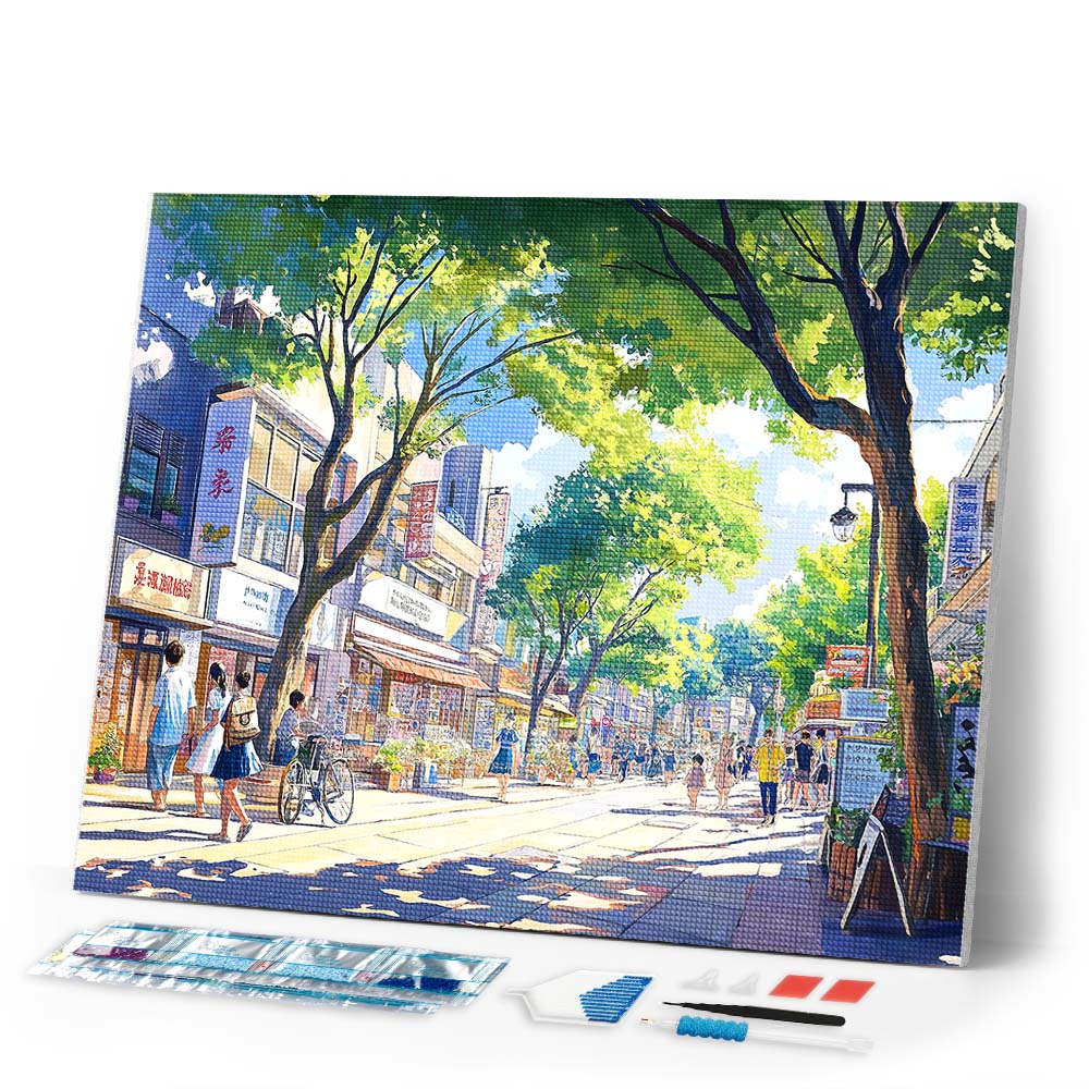 Diamond Painting - Local Market Street in Japan