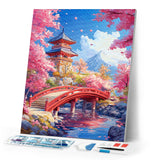 Diamond Painting - Red Bridge and Cherry Blossoms