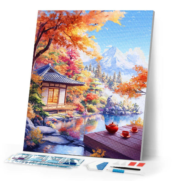 Diamond Painting - Fall Tea House by the Lake