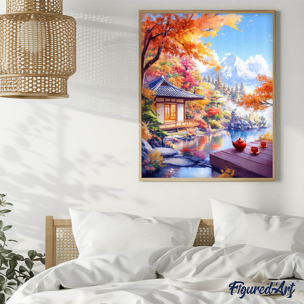 Diamond Painting - Fall Tea House by the Lake