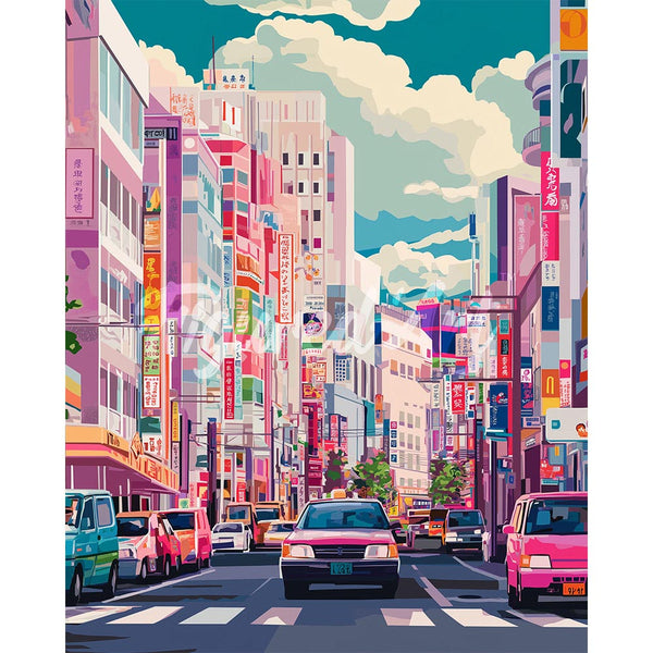 Diamond Painting - Bustling Street of Japan