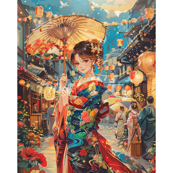 Diamond Painting - Kimono Girl at Lantern Festival