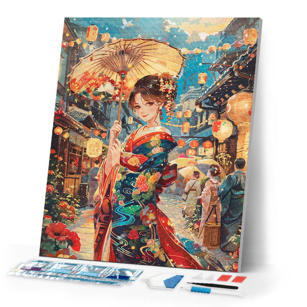 Diamond Painting - Kimono Girl at Lantern Festival