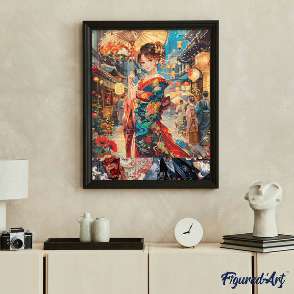 Diamond Painting - Kimono Girl at Lantern Festival