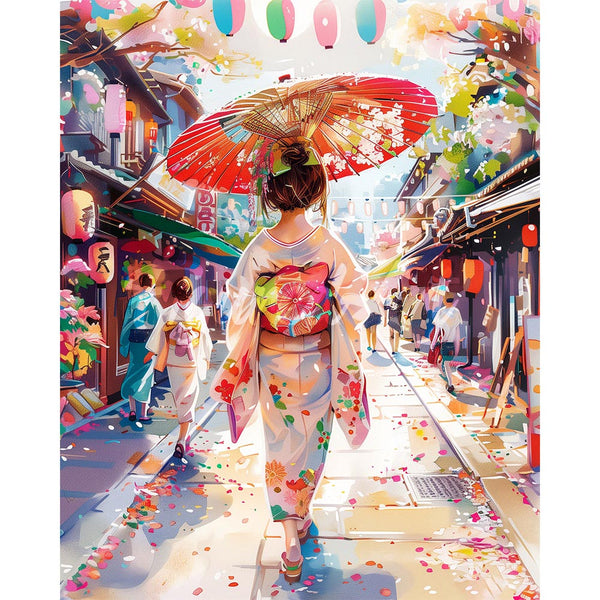 Diamond Painting - Yukata Girl on Festive Street