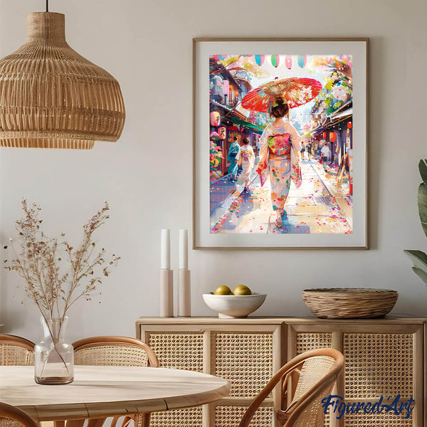 Diamond Painting - Yukata Girl on Festive Street