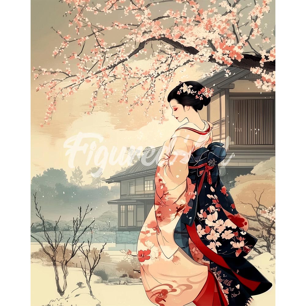 Diamond Painting - Vintage Winter Geisha Scene