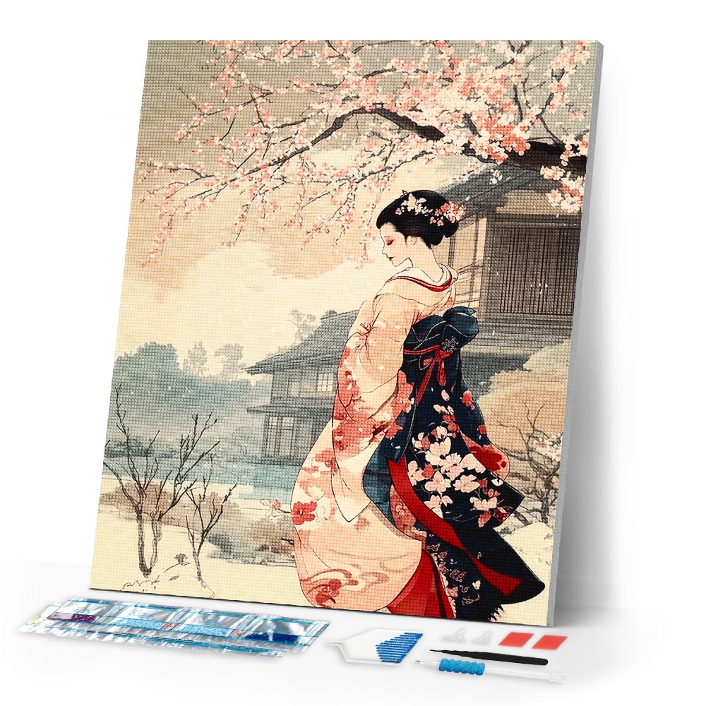 Diamond Painting - Vintage Winter Geisha Scene