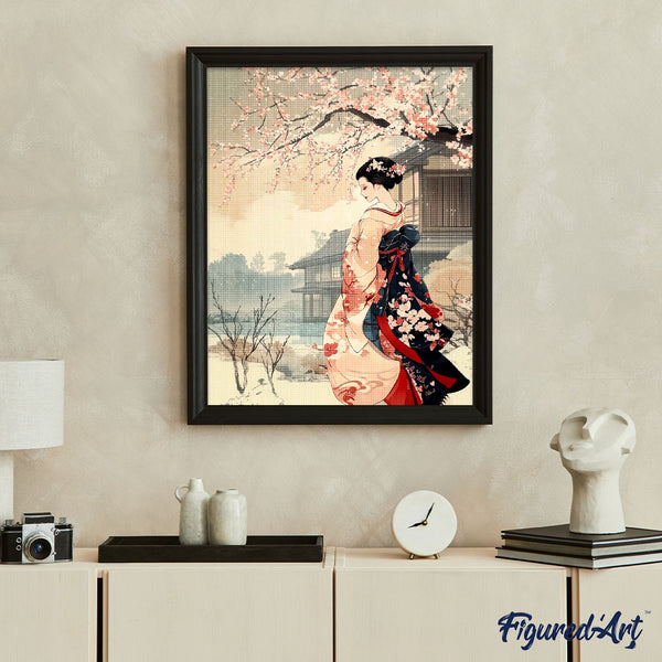 Diamond Painting - Vintage Winter Geisha Scene