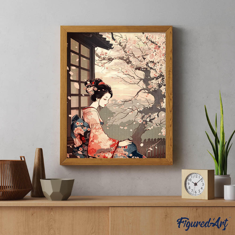 Diamond Painting - Vintage Kimono Lady and Sakura