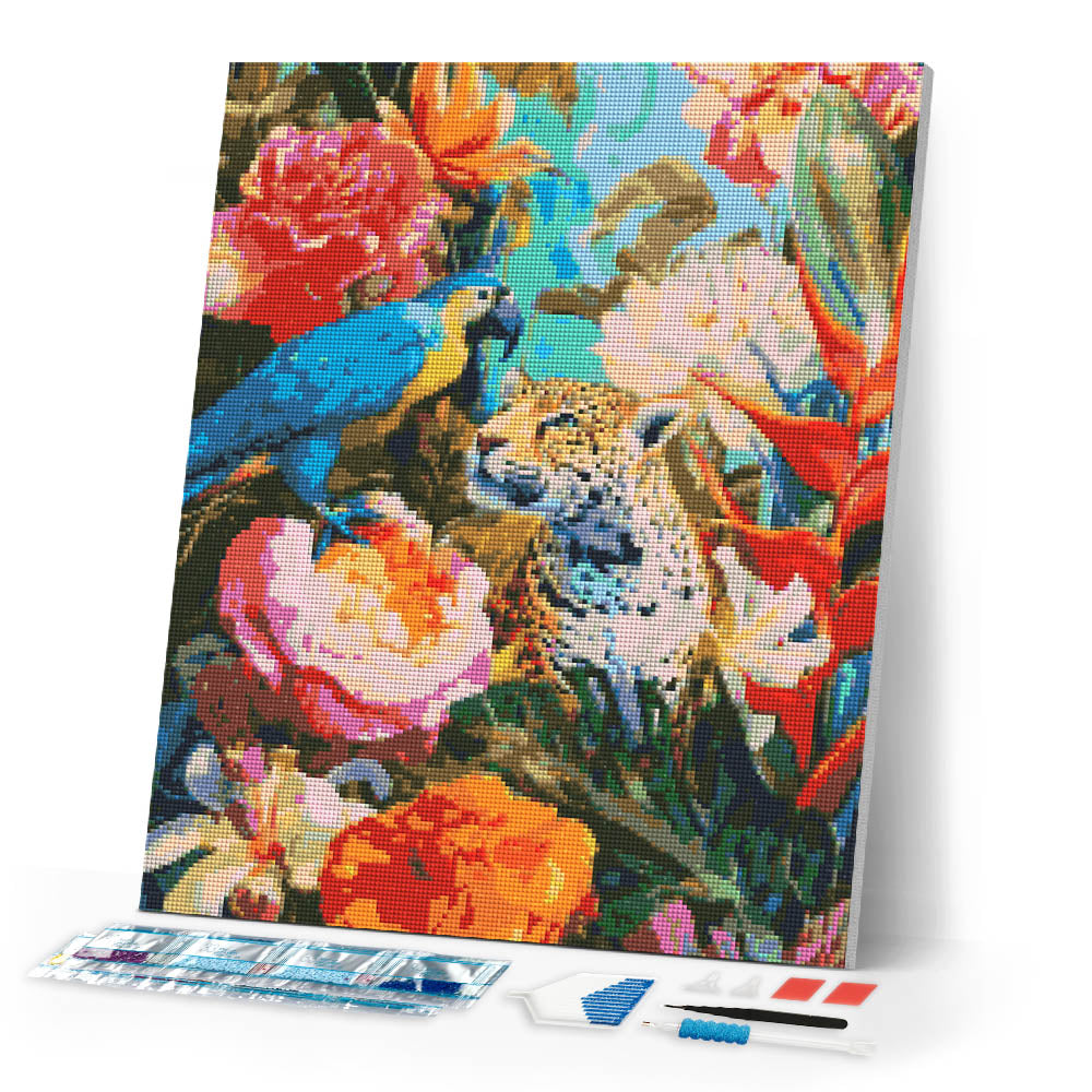 Diamond Painting - Parrot and Leopard