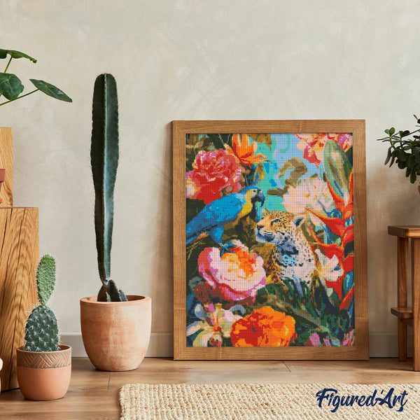 Diamond Painting - Parrot and Leopard