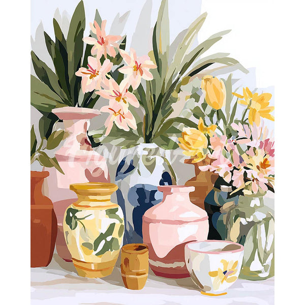 Diamond Painting - Pottery and Flowers