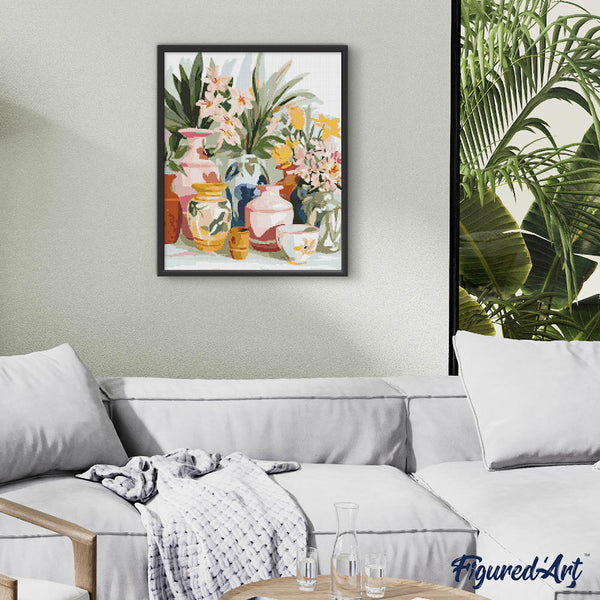 Diamond Painting - Pottery and Flowers