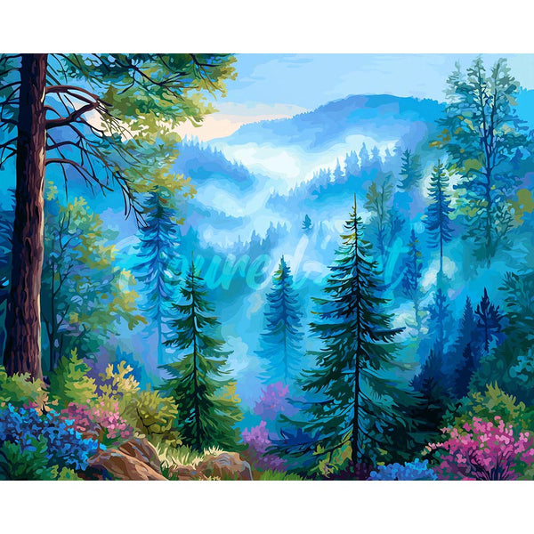 Diamond Painting - Misty Pine Valley