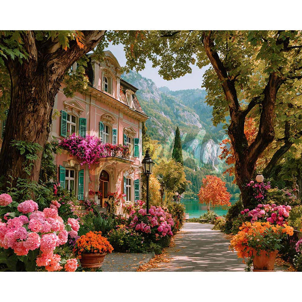Diamond Painting - Lakeside Villa in Bloom