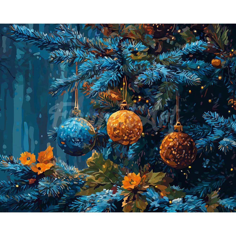 Diamond Painting - Blue Fir & Baubles