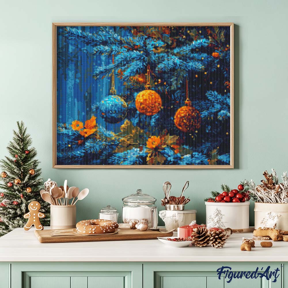 Diamond Painting - Blue Fir & Baubles