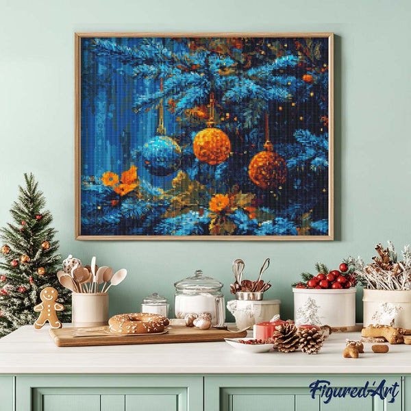 Diamond Painting - Blue Fir & Baubles