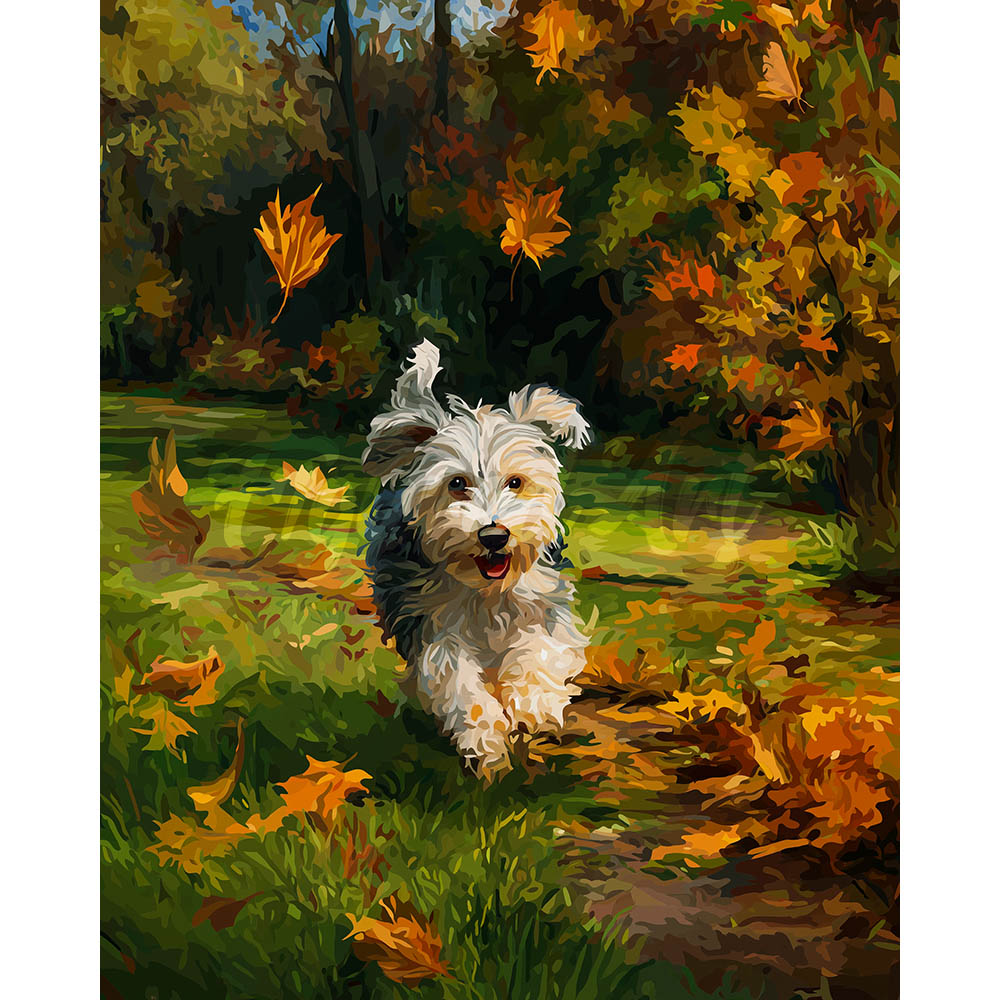 Diamond Painting - Joyful Pup in Fall